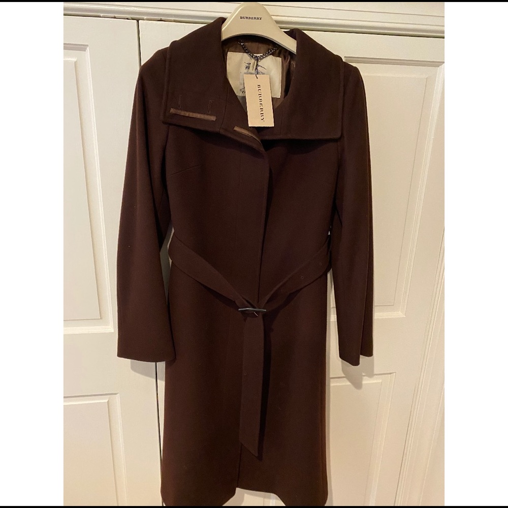Burberry cashmere trench coat in chocolate brown
